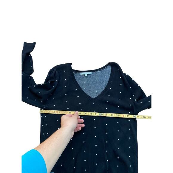 Daniel Rainn Black Keily Polka Dot Long Sleeves V-Neckline Sweater Size XL - Picture 5 of 6
